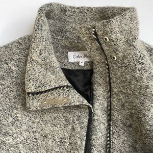 Mid Length Calvin Klein Grey Tweed Coat